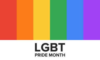 Obraz premium LGBT Pride Month in June. Lesbian Gay Bisexual Transgender. Celebrated annual. LGBT flag. Rainbow love concept. Human rights and tolerance. Poster, card, banner and background. Vector ilustration