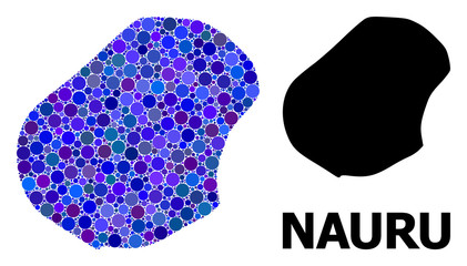 Blue Circle Mosaic Map of Nauru