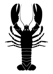 Motif ou logo noir de homard ou écrevisse sur fond blanc - Logo idéal pour un restaurant
