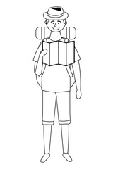 Tourist boy cartoon with bag design
