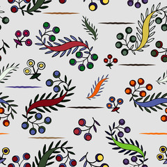 Vintage lace paisley leaves cherries pattern with horizontal lines. This is a seamless repeat vector pattern. Great for background, wallpaper, wrapping paper, fabric and etc.