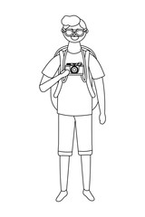 Tourist boy cartoon with bag design