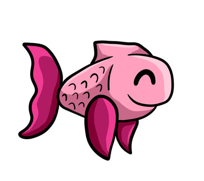 Adorable Happy Stylized Pink Fish