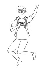 Tourist boy cartoon with bag design