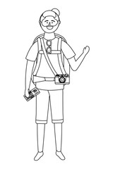 Tourist boy cartoon with bag design