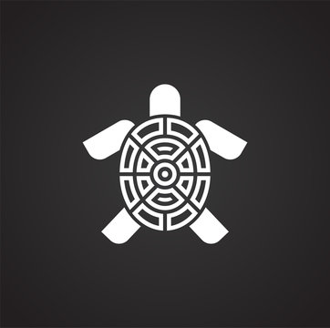 Sea turtle icon on background for graphic and web design. Simple illustration. Internet concept symbol for website button or mobile app.