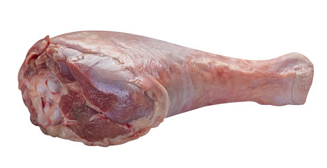 Raw, fresh turkey shin, drumstick, isolated on white background © vitalily_73