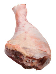 Raw, fresh turkey shin, drumstick, isolated on white background