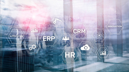 ERP, Business innovation concept on blurred background.