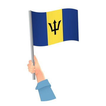 Barbados flag in hand icon