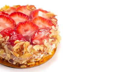 A Strawberry French Pastry Isolated on a White Background