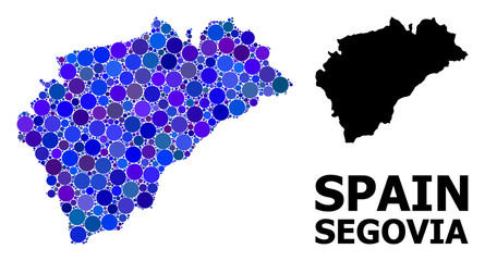 Obraz premium Blue Round Dot Mosaic Map of Segovia Province