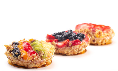 French Fruit Pastries Isolated on a White Background