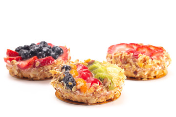 French Fruit Pastries Isolated on a White Background