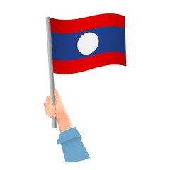 Laos flag in hand icon