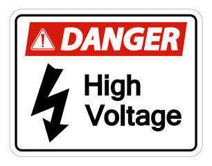 Danger high voltage sign On White Background Isolate On White Background,Vector Illustration