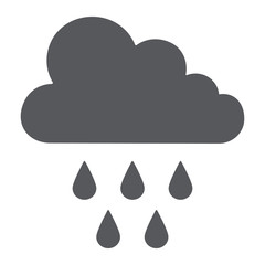 Rain glyph icon, weather and climate, cloud with rain sign, vector graphics, a solid pattern on a white background.