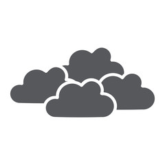 Overcast glyph icon, weather and climate, cloudy sign, vector graphics, a solid pattern on a white background.