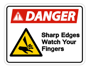 Danger Sharp Edges Watch Your Fingers Symbol Isolate On White Background,Vector Illustration