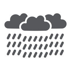Heavy rain glyph icon, weather and meteorology, raincloud sign, vector graphics, a solid pattern on a white background.