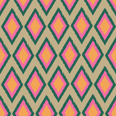 diamond ikat seamless repeat pattern design.