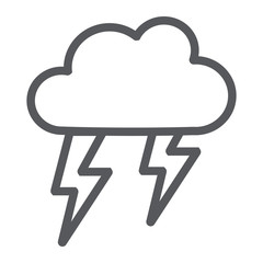 Thunderstorm line icon, weather and forecast, storm sign, vector graphics, a linear pattern on a white background.