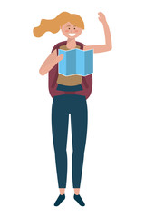 Tourist girl cartoon with bag design