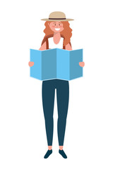 Tourist girl cartoon with bag design