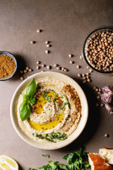 Hummus with olive oil and ground cumin