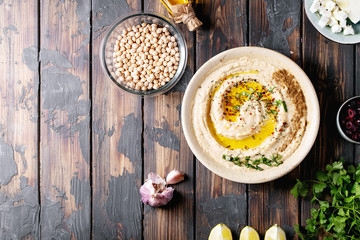 Hummus with olive oil and ground cumin