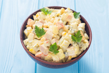 Traditional Mayonnaise Russian salad olivier