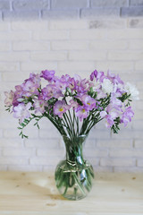 Bouquet of delicate lilac flowers close up