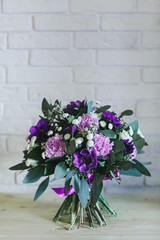 Bouquet of delicate lilac flowers close up