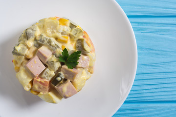 Traditional Mayonnaise Russian salad olivier