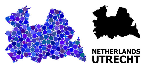 Blue Circle Mosaic Map of Utrecht Province