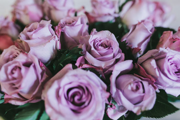 Bouquet of delicate lilac flowers close up