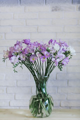 Bouquet of delicate lilac flowers close up