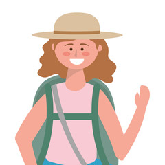 Tourist girl cartoon with bag design