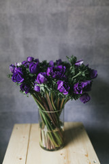 Bouquet of delicate lilac flowers close up
