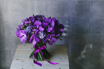 Bouquet of delicate lilac flowers close up