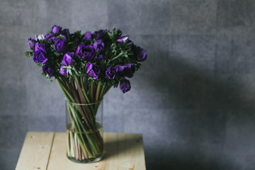 Bouquet of delicate lilac flowers close up