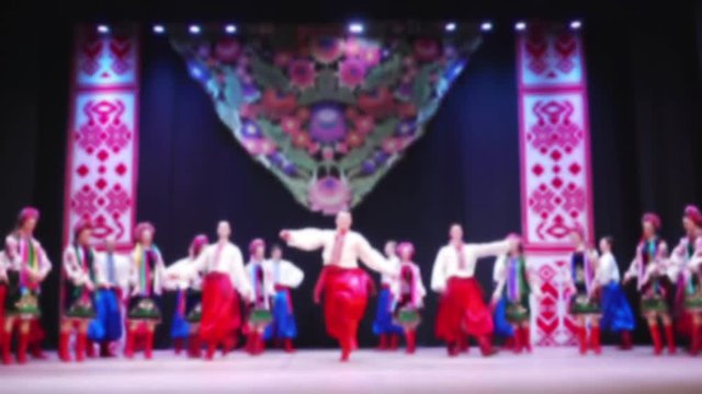 Ukrainian national dances. Out of focus. Slow motion.