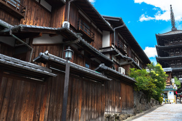 View of Yasaka-dori area with Hokanji temple (Yasaka Pagoda), near Sannen-zaka and Ninen-zaka...