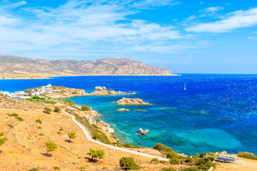 Fototapeta na wymiar View of beautiful sea coast of Karpathos island near Ammopi village, Greece