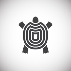 Sea turtle icon on background for graphic and web design. Simple illustration. Internet concept symbol for website button or mobile app.