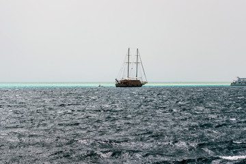 Landscape Sailing ship seascape Red Sea White yachts Egypt, Africa.