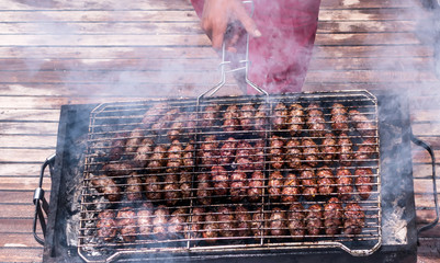 Grilling smoke cooking Kebabs