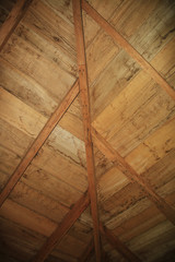 Beams and wooden structure of a roof