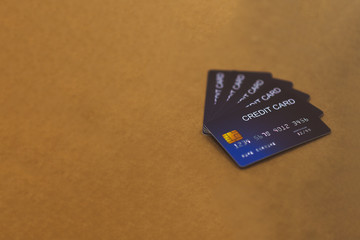 Multiple credit cards and many credits Lay on the floor as paper In the form of use in various media, banners