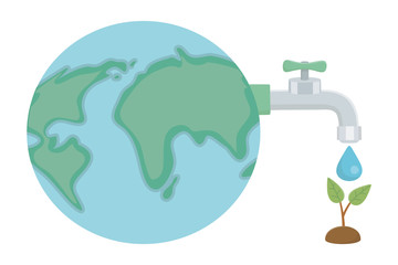 Water tap with drop and planet design